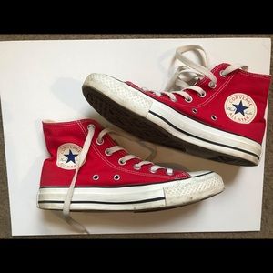 Red converse high tops